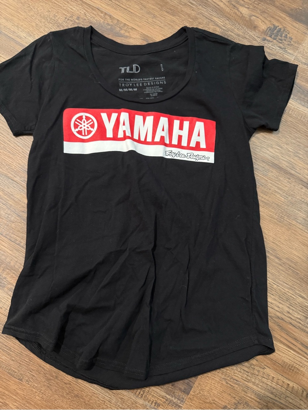 Yamaha Black Tee with Red & White Chest Logo